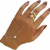 INENIMARTJ Inenimartj Ring Bracelet Hand Harness Chain For Women Butterfly Star Moon Pendant Pearl Chain Bracelet With Rings Boho Chain Tassel Crystal Bracelet Slave Finger Ring Hand Harness For Girls Gifts Jewelry Wholesale