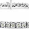 Original Classics Original Classics Sterling Silver 1.0 Cttw Diamond Square Frame Miracle-Set Tennis Bracelet (I-J, I3) - Choice Of Metal Color And Size Hot