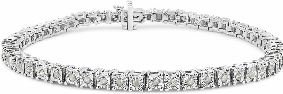 Original Classics Original Classics Sterling Silver 1.0 Cttw Diamond Square Frame Miracle-Set Tennis Bracelet (I-J, I3) - Choice Of Metal Color And Size Hot