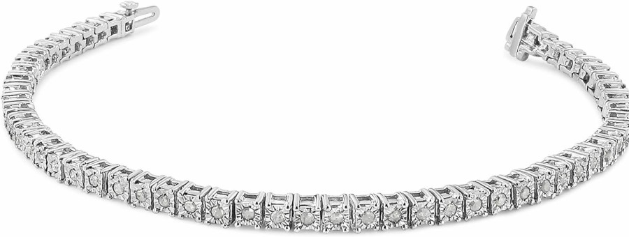 Original Classics Original Classics Sterling Silver 1.0 Cttw Diamond Square Frame Miracle-Set Tennis Bracelet (I-J, I3) - Choice Of Metal Color And Size Hot