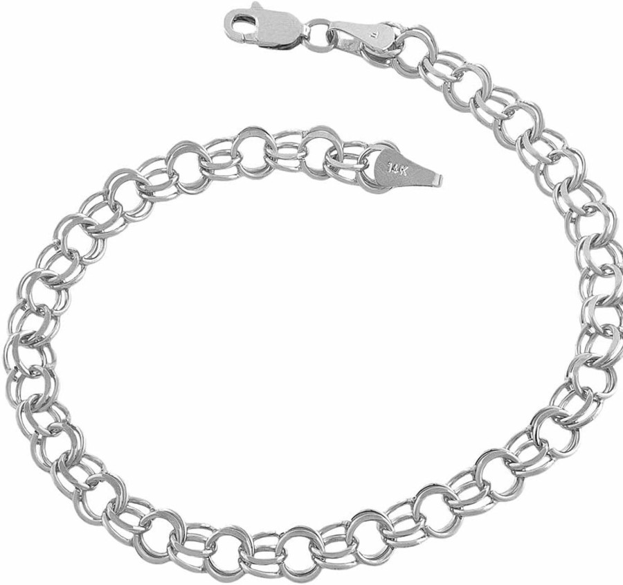 Kooljewelry Kooljewelry 14K White Gold 5.8 Mm Classic Solid Charm Bracelet (8 Inch) Online