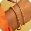 MBW Mbw Gold Bracelets For Women, Dainty 14K Gold Plated Bracelet Stack Gold Beaded Bracelet Set Waterproof Paperclip Chain Stackable Bracelets Cute Minimalist Womens Jewelry Trendy For Teen Girls Gift Best