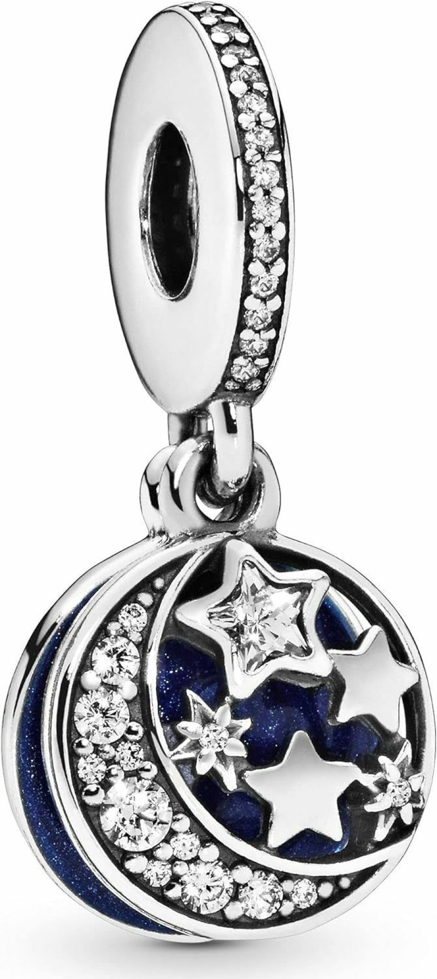 Pandora Pandora Jewelry Moon And Night Sky Cubic Zirconia Dangle Charm In Sterling Silver, No Box Wholesale