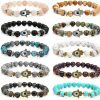 FINZOR Finzor 10Pcs Evil Eye Charm Beaded Bracelets For Women Men Semi-Precious Gemstones Bracelets Crystal Bracelet Hamsa Hand Of Fatima Turkish Evil Eye Lucky Bracelet For Protection Blessing Wholesale