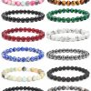 BOMAIL Bomail 12Pcs Natural Semi-Precious Gemstones Bracelets -8Mm Round Beaded Bracelets For Men Women Reiki Healing Crystals Beads Stretch Bracelet Hot