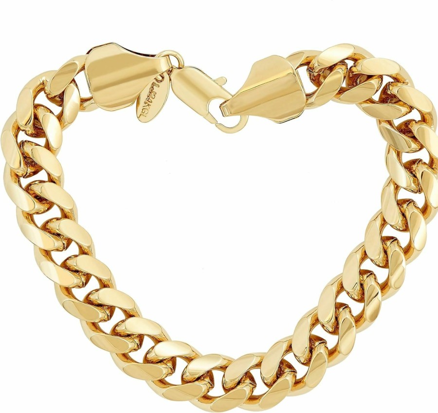 LIFETIME JEWELRY Lifetime Jewelry 11Mm Miami Curb Cuban Link Chain Bracelet 24K Real Gold Plated Clearance