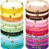 Ecally Ecally 44 Pcs Heishi Preppy Bead Bracelets Colorful Clay Friendship Bracelet Y2K Stretch Beach Gold Bracelets For Women Girls Hot