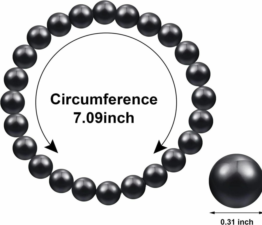 Hicarer Hicarer 2 Pieces Shungite Bracelet Black Shungite Beads Crystal Stretchy Stones Bracelets Energy Jewelry Emf Protective Powerful Defender Spiritual Healing Chakra Balance For Men Women Hot