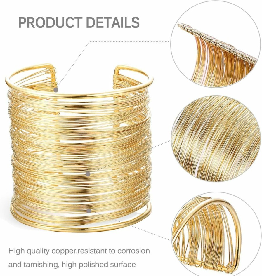 RIOSO Rioso 4 Pcs Cuff Bangle Bracelet For Women Open Wide Wire Bracelets Gold Wrist Cuff Wrap Bracelet Best