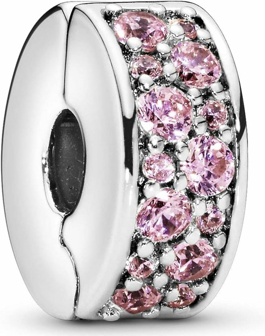 Pandora Pandora Jewelry Pink Pave Clip Emerald Charm In Sterling Silver, No Box Online