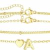 DEARMAY Dearmay Dainty Initial Heart Gold Bracelets For Women Trendy, 14K Real Gold Letter Charm Bracelet Jewelry Cute Simple Fashion Chain Bracelets For Women Girls Gift Wholesale