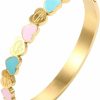 Angyape Angyape Cute Love Heart Gold Plating Staiess Steel Lucky Cuff Bangles For Women, Ttanh Cute Love Heart Bracelet Wedding Party Charm Bangles Jewelry Gift For Teen Girls Clearance