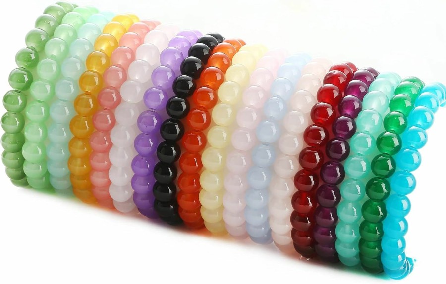 SAMOCO Samoco 18Pcs 8Mm Beaded Stretch Bracelet Handmade Round Glass Bracelet For Women Multicolor Matte Beads Elastic Bracelet New