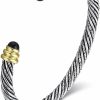 ZaneGear Twisted Cable Bracelet With Black Spinel, Brass Alloy, 5Mm Wholesale