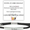 LIU JUN Liu Jun Be Kind Of A Bitch Tube Bracelet, Adjustable Braided Rope Handmade Engraved Inspirational Bracelet Best Bitches Stainless Steel Motivational Tube Bracelet Gifts For Women Girls Wholesale