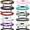 Svovin Svovin 12 Pieces 8Mm Beaded Healing Gemstone Bracelets Set For Men Women Uni Tiger Eye Amethyst Energy Power Adjustable Elastic Bracelets Jewelry Online