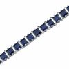 PEORA Peora 14 Carats Created Blue Sapphire Tennis Bracelet For Women 925 Sterling Silver, Princess Cut 4Mm, 7.50 Inches Online