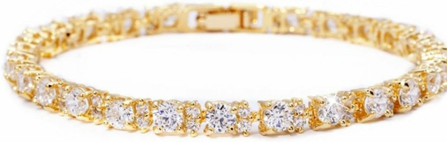 RIZILIA Rizilia Eternity Tennis Bracelet & Round Cut Cz In Yellow Gold Plated, 7\" Online