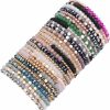 WAINIS Wainis 27-28Pcs Delicate Boho Beaded Bracelet Multi Layer Versatile Statement Bracelets Stackable Stretch Cuff Sparkly Glass Crystal Beads Bracelets Clearance