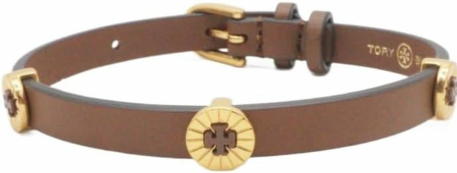 Tory Burch Tory Burch 143363 Britten Rolled Brass/Moose Brown Enamel Single Wrap Women'S Bracelet New