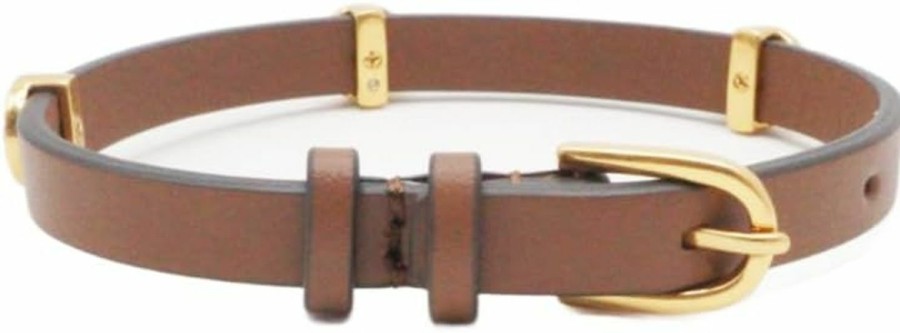 Tory Burch Tory Burch 143363 Britten Rolled Brass/Moose Brown Enamel Single Wrap Women'S Bracelet New