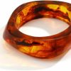 Rrdaily Rrdaily Chunky Wide Acrylic Bangle Bracelet For Women Teen Girls, Irregular Large Square Bangle Transparent Resin Plastic Orange Candy Bangle Christmas Holiday Jewelry Wholesale