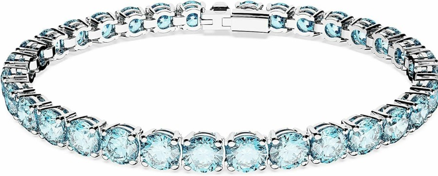 SWAROVSKI Swarovski Matrix Tennis Bracelet Collection, Pink Crystals, Blue Crystals, Clear Crystals, Round Cut, Rhodium Finish, Gold Tone Finish, Rose Gold Tone Finish Hot