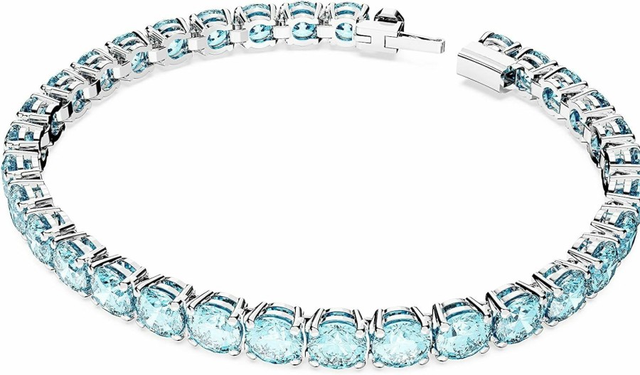 SWAROVSKI Swarovski Matrix Tennis Bracelet Collection, Pink Crystals, Blue Crystals, Clear Crystals, Round Cut, Rhodium Finish, Gold Tone Finish, Rose Gold Tone Finish Hot