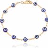 JOTW Jotw Gold Overlay With Navy Blue Mini Evil Eye Style 7.5 Inch Clasp Bracelet (T-326) Hot