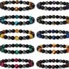 FINZOR Finzor 10 Pcs Triple Protection Bracelet Hematite Black Obsidian Tiger Eye Stone Beaded Bracelets For Men Women Stress Relief Anxiety Healing Yoga Stretch Bracelets For Bring Luck Online