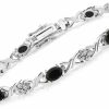 Gem Stone King Gem Stone King 925 Sterling Silver Black Onyx Tennis Bracelet For Women (3.20 Cttw, Gemstone December Birthstone, Oval 6X4Mm, 7 Inch) New