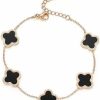 GQZ Gqz Four-Leaf Clover Five-Flower Bracelet Female Clover Peacock Black Fritillary 18K Rose Gold Bracelet Fashion Black Clover Online