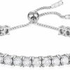 TUHE Moissanite Tennis Bracelet, 1.52Ct-7.76Ct Diamond Bracelet 18K White Gold Plated 925 Sterling Silver Adjustable Bracelet D Color Vvs1 Round Brilliant Cut Lab Created Moissanite Dainty Bracelet For Women Online