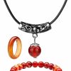 Hicarer Hicarer Carnelian Crystal Necklace For Women Men Red Carnelian Rings Natural Relieve Anxiety Gemstone Bracelet Crystal Quartz Chakra Gems Stones New