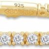 SAVEARTH DIAMONDS Savearth Diamonds 2Mm Width Round Cut Lab Created Diamond Moissanite Tennis Chain Bracelet In 14K Gold Plated 925 Sterling Silver Jewelry For Women (Def Color, Vvs1 Clarity, 2.20 Ct To 2.45 Ct) New