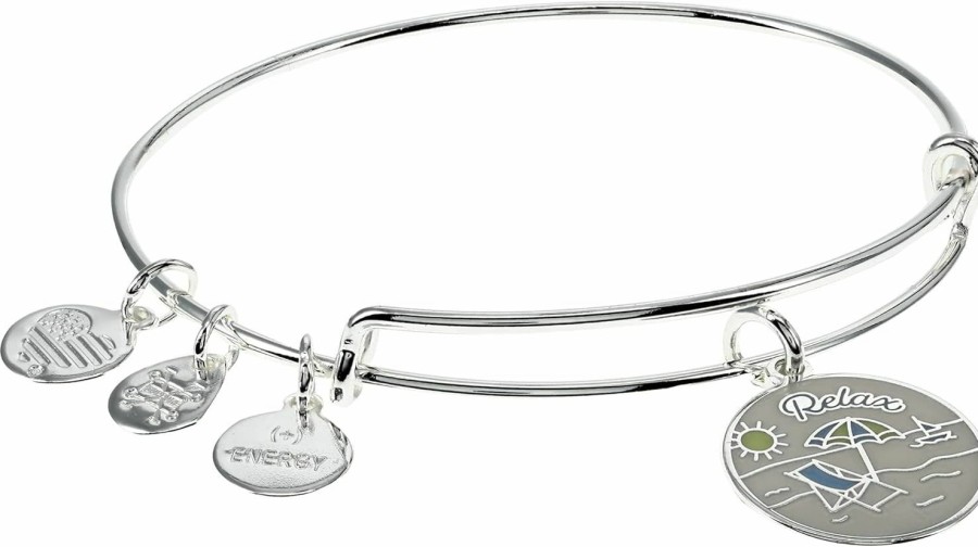 Alex and Ani Alex And Ani Occasions Expandable Bangle For Women, Happy Retirement Charm, Shiny Silver Finish, 2 To 3.5 In Clearance