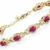 Gem Stone King Gem Stone King 18K Yellow Gold Plated Silver Oval Red Created Ruby Tennis Bracelet For Women (14.60 Cttw, 7 Inch With 1 Inch Extender) Best