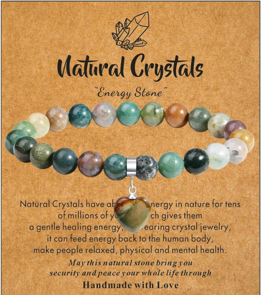 MAIBAOTA Maibaota Healing Crystal Bracelet For Women, 8 Mm Natural Gemstone Beaded Bracelet, Love Heart Bracelet Jewelry, Crystal Gifts For Mom Mothers Day Birthday Valentine'S Day Anniversary Online