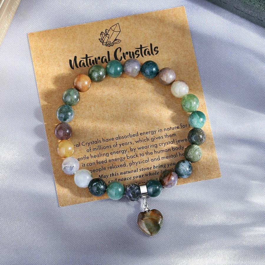 MAIBAOTA Maibaota Healing Crystal Bracelet For Women, 8 Mm Natural Gemstone Beaded Bracelet, Love Heart Bracelet Jewelry, Crystal Gifts For Mom Mothers Day Birthday Valentine'S Day Anniversary Online