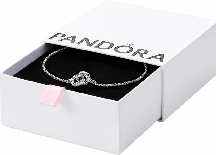 Pandora Pandora Signature Intertwined Pave Chain Bracelet - Sterling Silver Bracelet For Women With Cubic Zirconia - Gift For Her - With Gift Box New