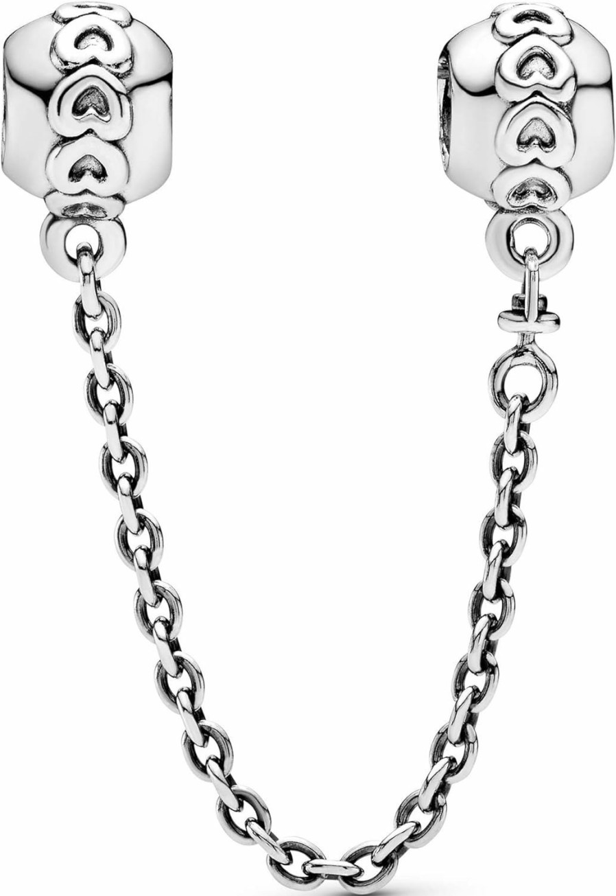 Pandora Pandora Jewelry Band Of Hearts Safety Chain Sterling Silver Charm, 2" Best