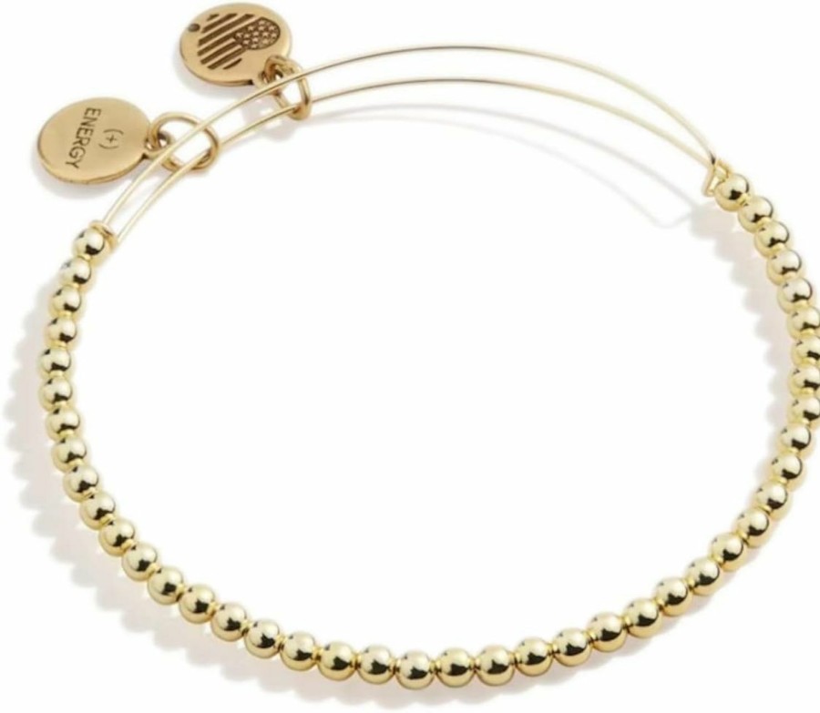 Alex and Ani Alex And Ani Accents Beaded Expandable Bangle For Women, Dot Beads, Shiny Gold Finish, 2 To 3.5 In Wholesale