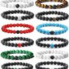 Jewdreamer Jewdreamer 12Pcs Distance Relationship Bracelets 8Mm Lava Rock Stone Beaded Bracelet For Men Women Stretch Yoga Healing Anxiety Bracelet Aromatherapy Essential Oil Diffuser Couple Bracelet Set New