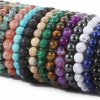 SONNYX Sonnyx 15 Pcs 8Mm Gorgeous Semi-Precious Gemstones Bracelets Round Beaded Bracelets For Women Men Stone Crystal Healing Stretch Beads Bracelet Uni New