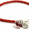 MIZZE Made for Luck Hamsa Hand Protection Bracelet For Women - Silver Hamsa Charm On Red Leather Evil Eye Bracelet - Ojo Jewelry - Birthday Anniversary Friendship Gift Wholesale