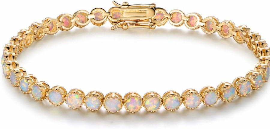 Barzel Barzel 18K Gold Plated Crown Created Opal Bracelet Tennis Hot