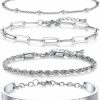 Chrishine Life Chrishine Life Dainty Gold Bracelets For Women 18K Gold Plated Adjustable Stackable Bracelets Set Cubic Zirconia Layered Cuff Bangle Chain Bracelets For Women Girls, Silver/Gold Best