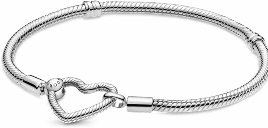 Pandora Pandora Moments Heart Clasp Snake Chain Bracelet - Charm Bracelet For Women - Compatible Moments Charms - Sterling Silver - 7.1\" Wholesale