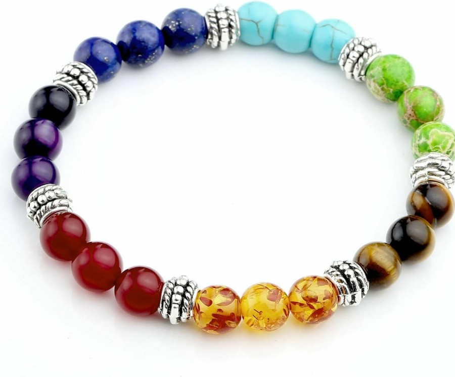 Jovivi Jovivi 7 Chakras Bracelet Reiki Natural Gemstone Healing Balancing Round Beads Crystal Stone Bracelets For Women Best