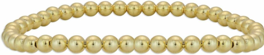 Anela Anela 14Kt Gold Filled Bracelet, 4Mm Beads, Stretch And Stackable, Hand Made In Usa New